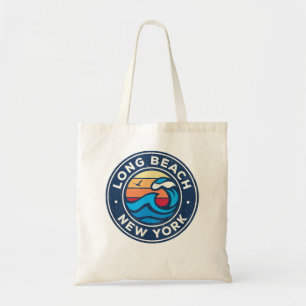 Long Beach New York NY Vintage Nautical Waves Desi Tote Bag