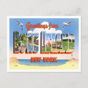 Long Beach, New York Vintage Big Letters Postcard