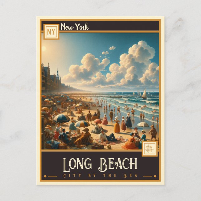 Long Beach, New York | Vintage Postcard (Front)
