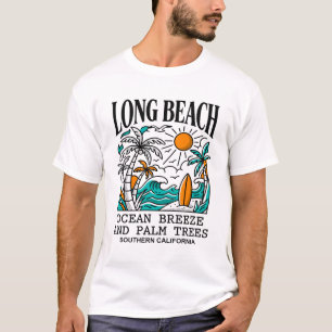 Long Beach Ocean Breeze Palm Trees California T-Shirt