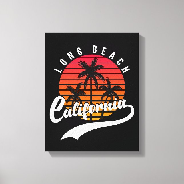 Long Beach Retro Sunset Canvas Print (Front)