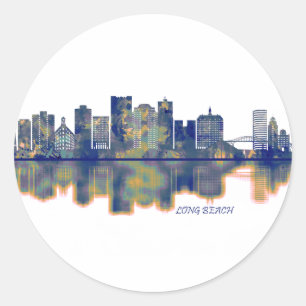 Long Beach Skyline Classic Round Sticker