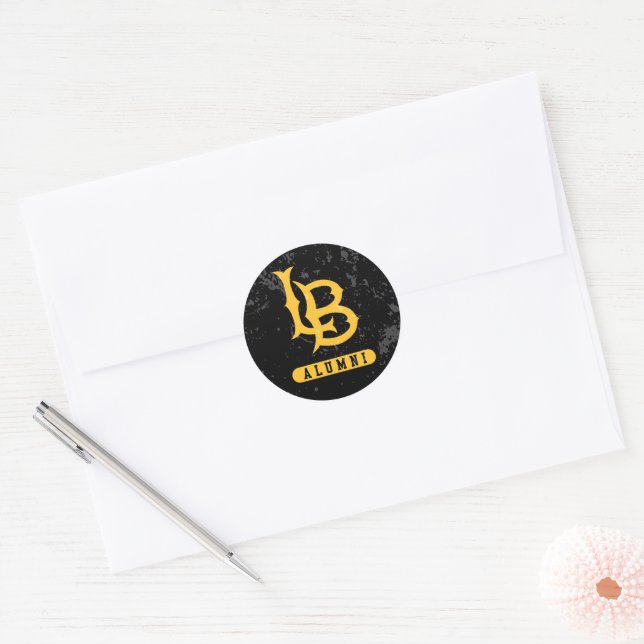 Long Beach State Alumni Distressed Classic Round Sticker (Envelope)