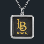 Long Beach State Carbon Fibre Silver Plated Necklace<br><div class="desc">Check out these California State University Long Beach designs! Show off your California State Pride with these new University products. These make the perfect gifts for the Long Beach student, alumni, family, friend or fan in your life. All of these Zazzle products are customisable with your name, class year, or...</div>