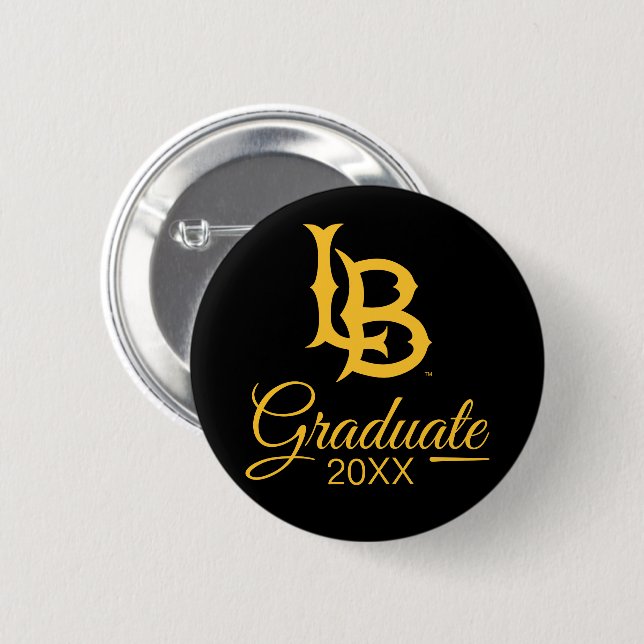 Long Beach State Logo Graduation 6 Cm Round Badge (Front & Back)