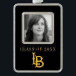 Long Beach State Logo Silver Plated Framed Ornament<br><div class="desc">Check out these California State University Long Beach designs! Show off your California State Pride with these new University products. These make the perfect gifts for the Long Beach student, alumni, family, friend or fan in your life. All of these Zazzle products are customisable with your name, class year, or...</div>