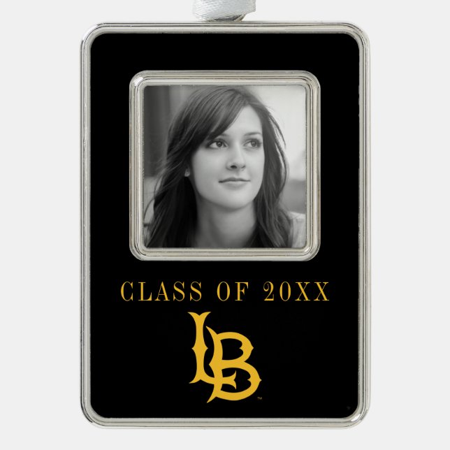 Long Beach State Logo Silver Plated Framed Ornament (Front)