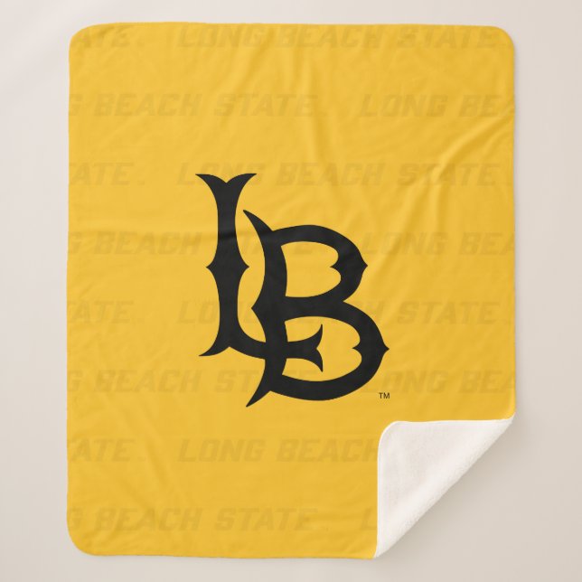 Long Beach State Watermark Sherpa Blanket (Front)