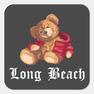 Long Beach Teddy Urban Streetwear Square Sticker