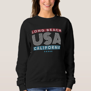 Long Beach USA Retro Stripes Design Sweatshirt