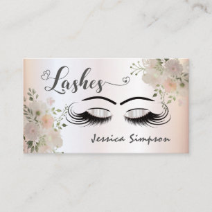 Long beautiful lashes chic elegant floral business card