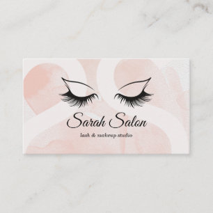 Long Beautiful Lashes Dusty Pink Black Script Business Card