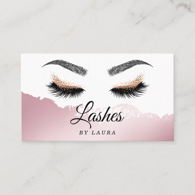 Long Beautiful Lashes Eyes and Brows Hand drawn Business Card (Front)