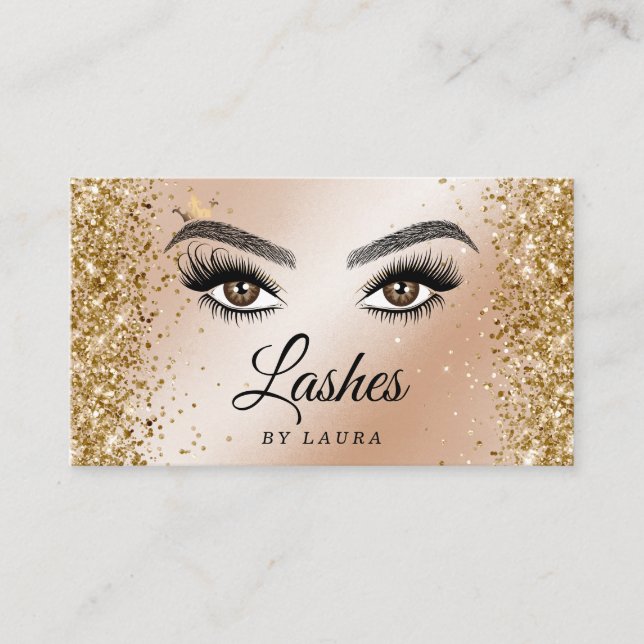 Long Beautiful Lashes Eyes and Brows Hand drawn Business Card (Front)