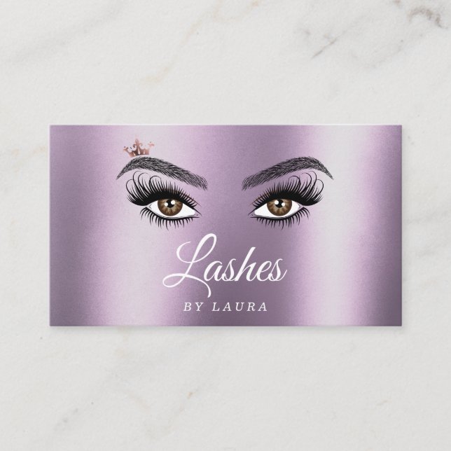 Long Beautiful Lashes Eyes and Brows Hand drawn Business Card (Front)