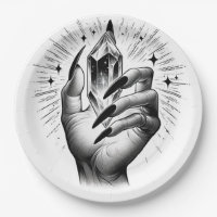 Long Black Nails & Crystal Energy Magic Vintage