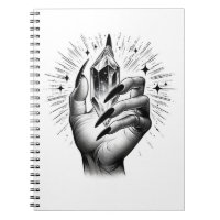 Long Black Nails & Crystal Magic Spell Grimoire