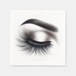 Long Black Wispy Eyelashes Lash Extensions Beauty  Napkin