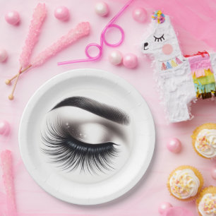 Long Black Wispy Eyelashes Lash Extensions Beauty  Paper Plate
