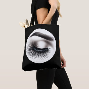 Long Black Wispy Eyelashes Lash Extensions Beauty Tote Bag