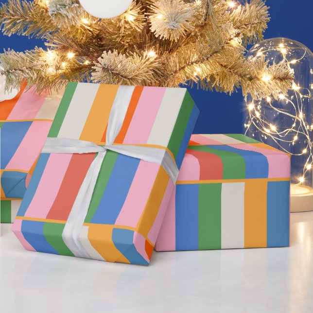 Long Blocks Colourful Checked Pop Pattern Wrapping Paper (Holidays)