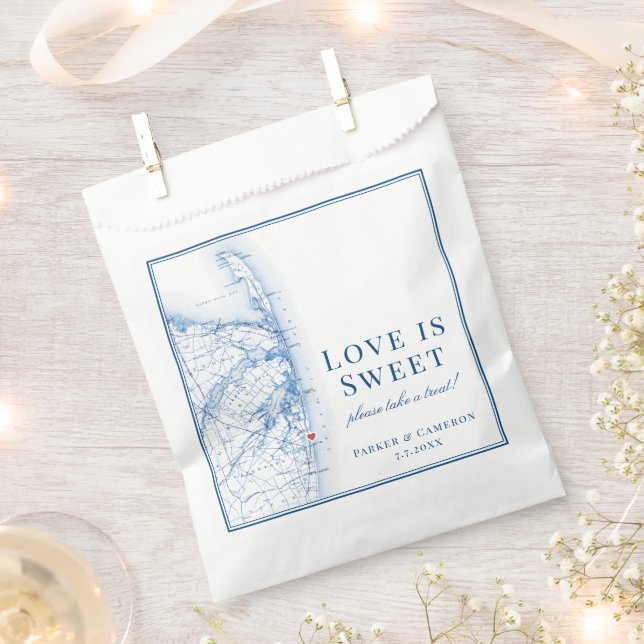 Long Branch New Jersey Elegant Map Wedding  Favour Bags (Clipped)
