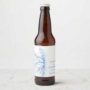 Long Branch New Jersey Map Elegant Wedding  Beer Bottle Label