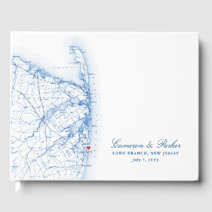 Long Branch New Jersey Map Elegant Wedding Guest Book