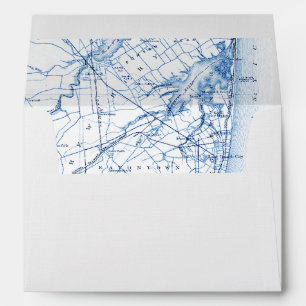 Long Branch New Jersey Map White Wedding Envelope
