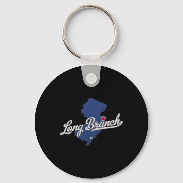 Long Branch New Jersey Nj Map  Key Ring (Front)