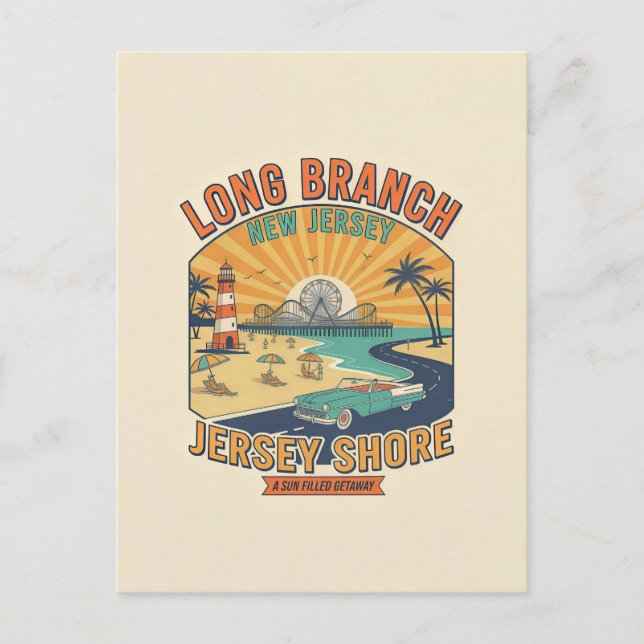 Long Branch NJ – Retro 1950s Style Travel Postcard (Front)