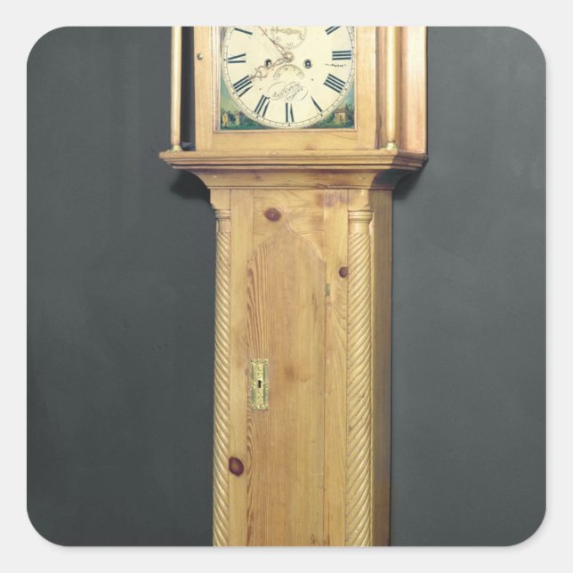 Long-case clock, with enamel painting square sticker (Front)