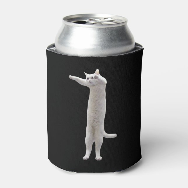 Long Cat Meme Double Sided Black Can Cooler (Can Front)