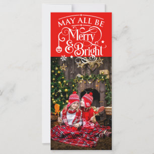 Long Christmas Photo Card Red Theme