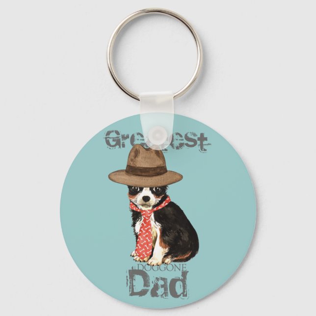 Long Coat Chihuahua Dad Key Ring (Front)