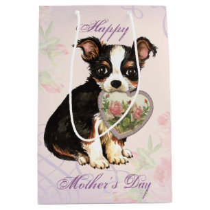 Long Coat Chihuahua Heart Mum Medium Gift Bag