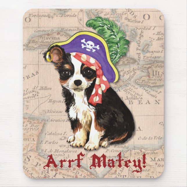 Long Coat Chihuahua Pirate Mouse Mat (Front)