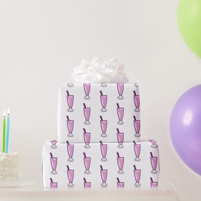 Long cool pink milkshake wrapping paper (Party Gifts)