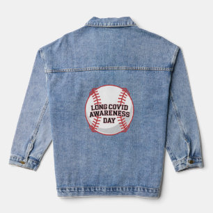Long COVID Awareness Day Baseball Design Denim Jacket