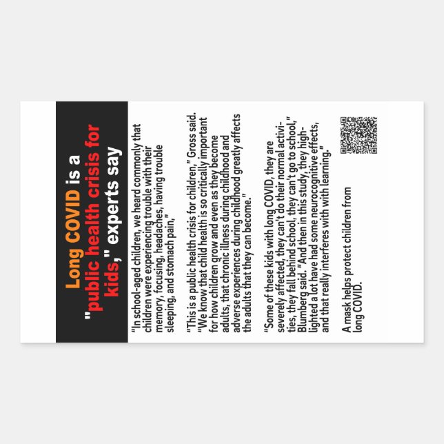 Long Covid in children paper stickers (Front)