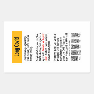 Long Covid info paper sticker