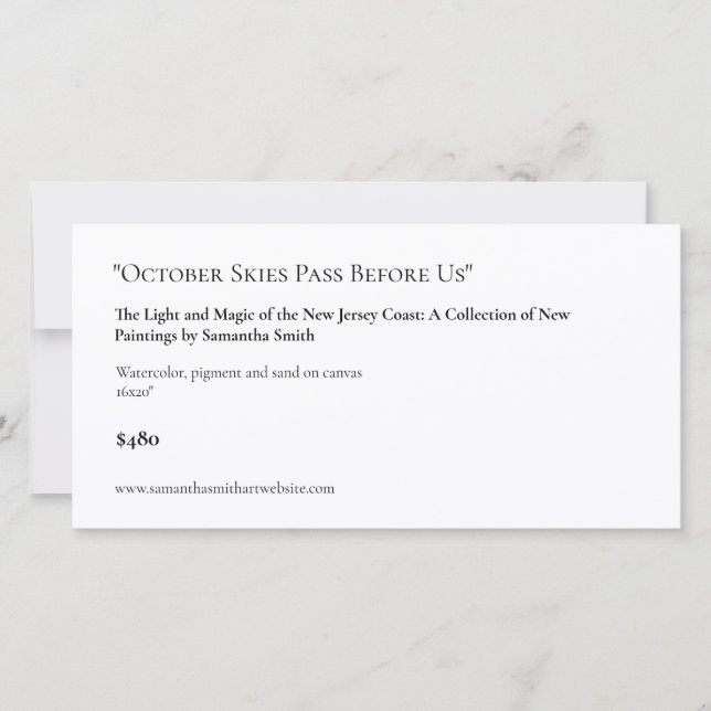 Long Customisable Art Show Display Cards Labels (Front)