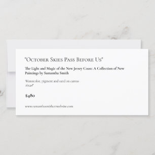 Long Customisable Art Show Display Cards Labels