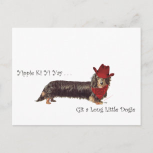 Long Dachshund Cowboy Postcard