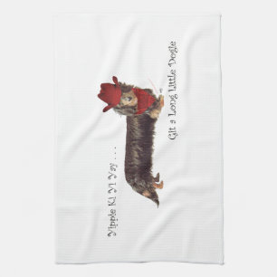 Long Dachshund Cowboy Tea Towel