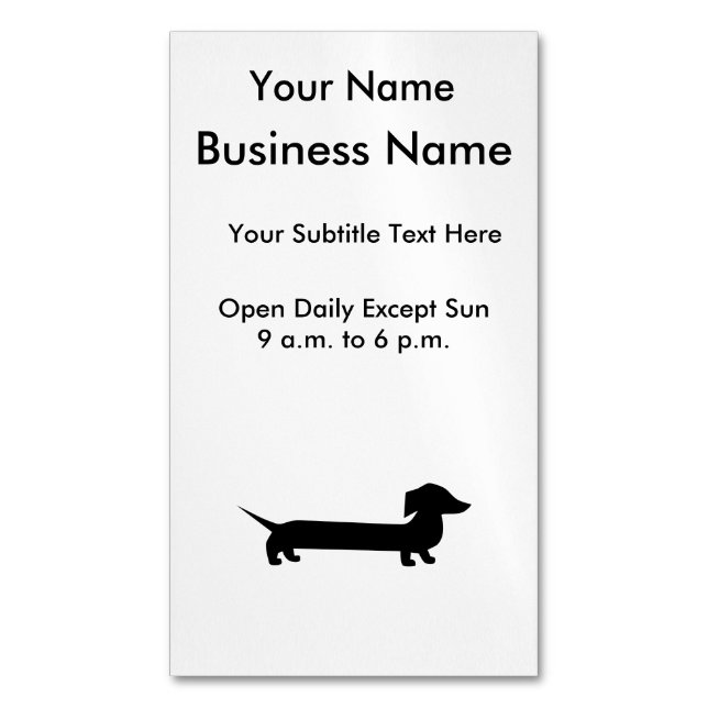 Long Dachshund Funny Drawing Magnetic Business Card (Front Vertical)