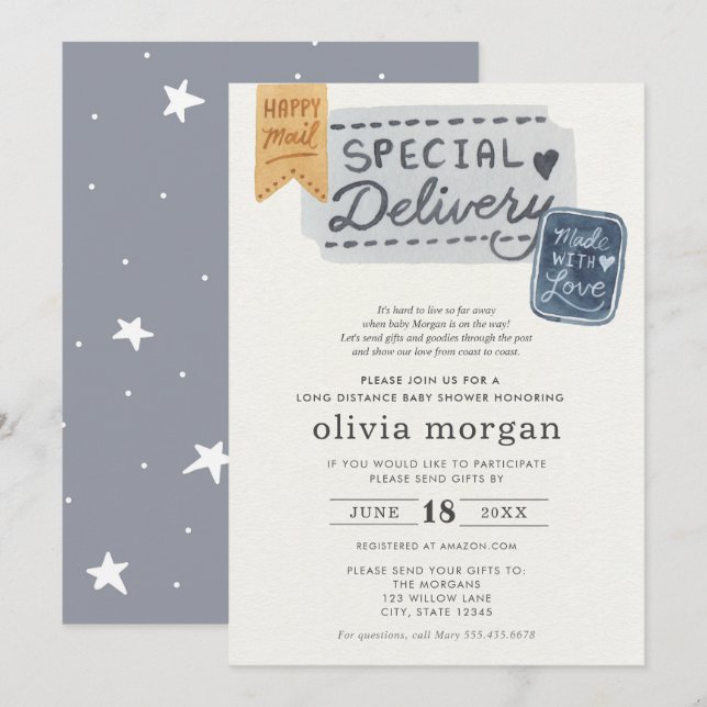 Long Distance Baby Shower by Mail Invitation (Front/Back)