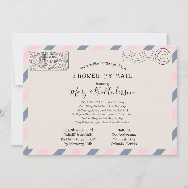 Long Distance Baby Shower by Mail Invitation (Front)
