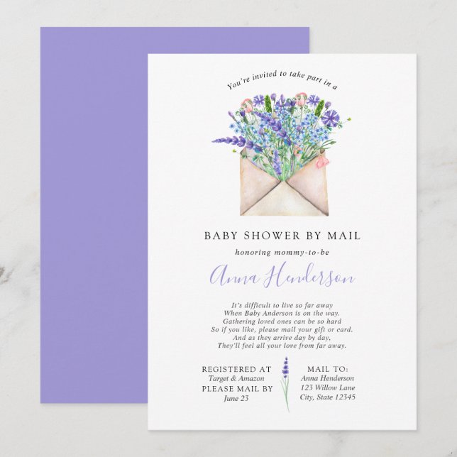 Long Distance Baby Shower by Mail Invitation (Front/Back)