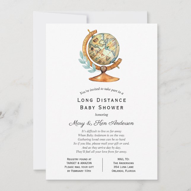 Long Distance Baby Shower by Mail Invitation (Front)